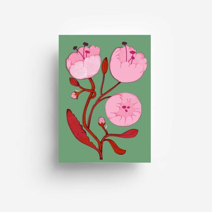 Pfingstrosen-Postkarte DIN A6