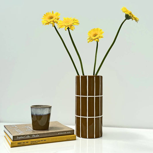 Ockerfarbene Fliesenvase D10,5 H23cm