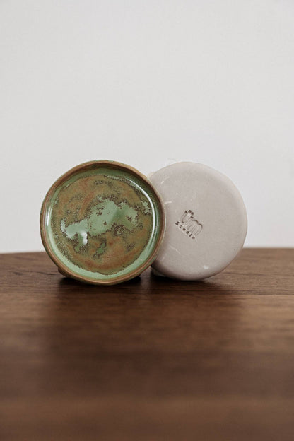 Kleine Servierplatte: Beige / graues Steingut