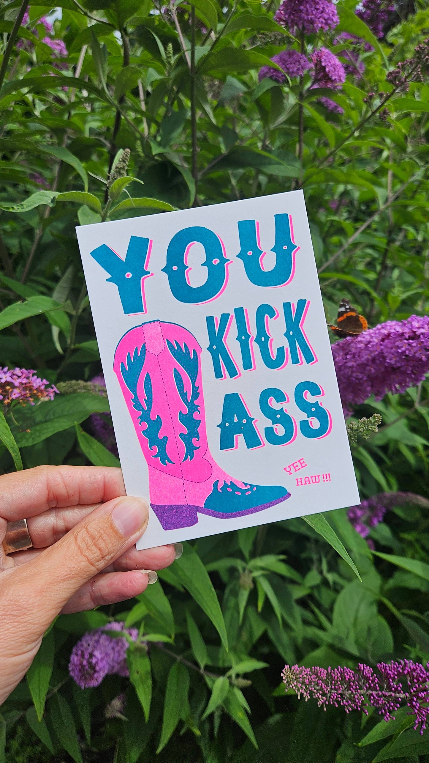 You kick ass Cowboy-Stiefel Riso-Druck