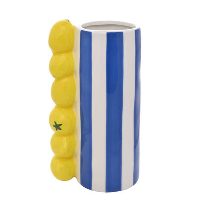 Hestia Zitronen-Vase mit blauen Streifen