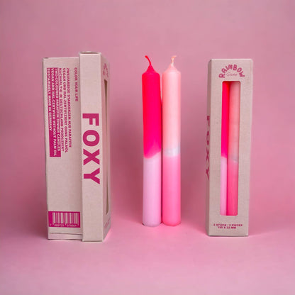 Rainbow Studio „Foxy“ Neon-Kerzen, 2er-Set
