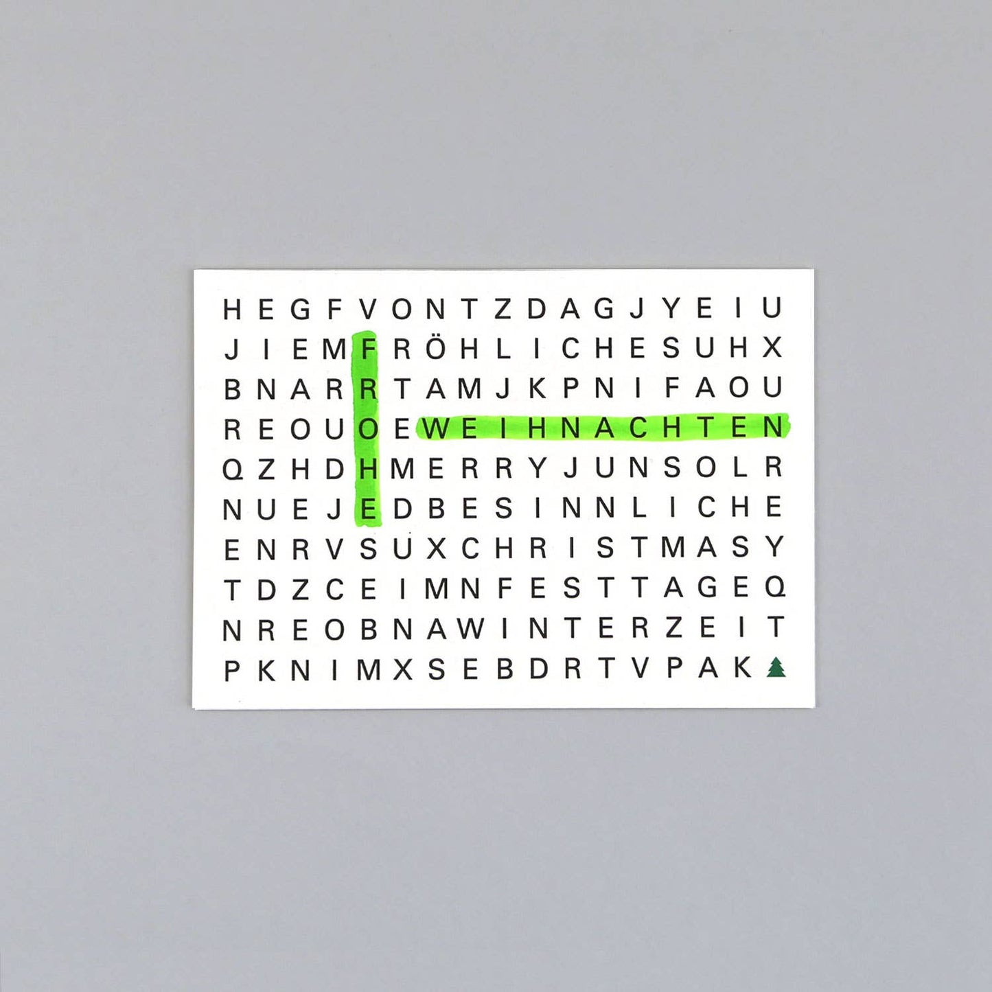 Postkarte Holzschliff Weihnachtskarte Ted Rätsel