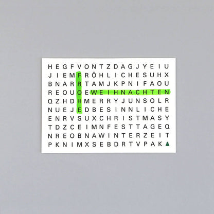 Postkarte Holzschliff Weihnachtskarte Ted Rätsel