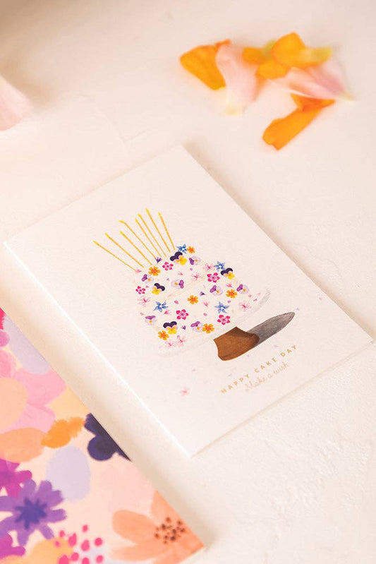 Grußkarte „Flower Cake“ mit Goldfolie