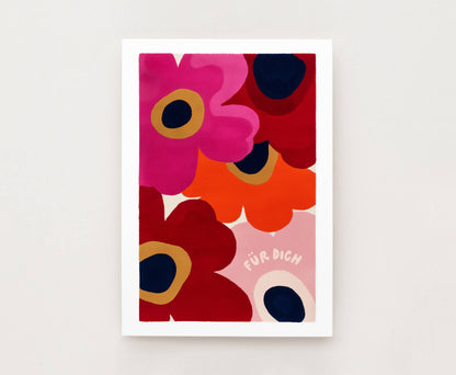 Postkarte - Retro Flowers - Für Dich