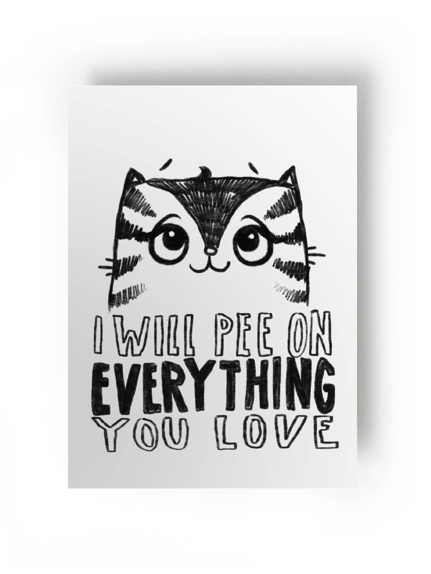 Postkarte mit Katze // i will per on everything you Love // sehr sehr nice