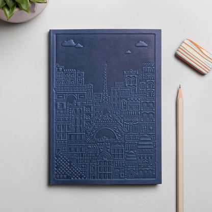 The Paris Notebook – handgeprägtes Notizbuch mit detailliertem Paris-Design