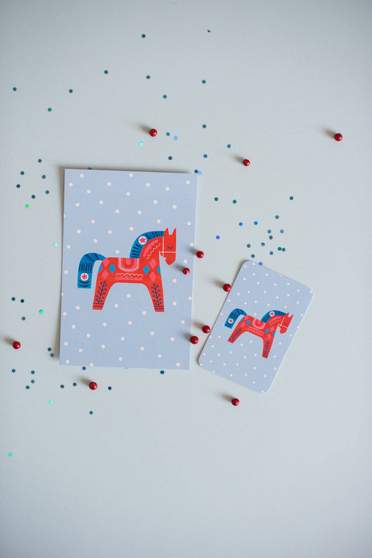 Mini-Karte 6x9 cm „Scandinavian Folk: Horse“