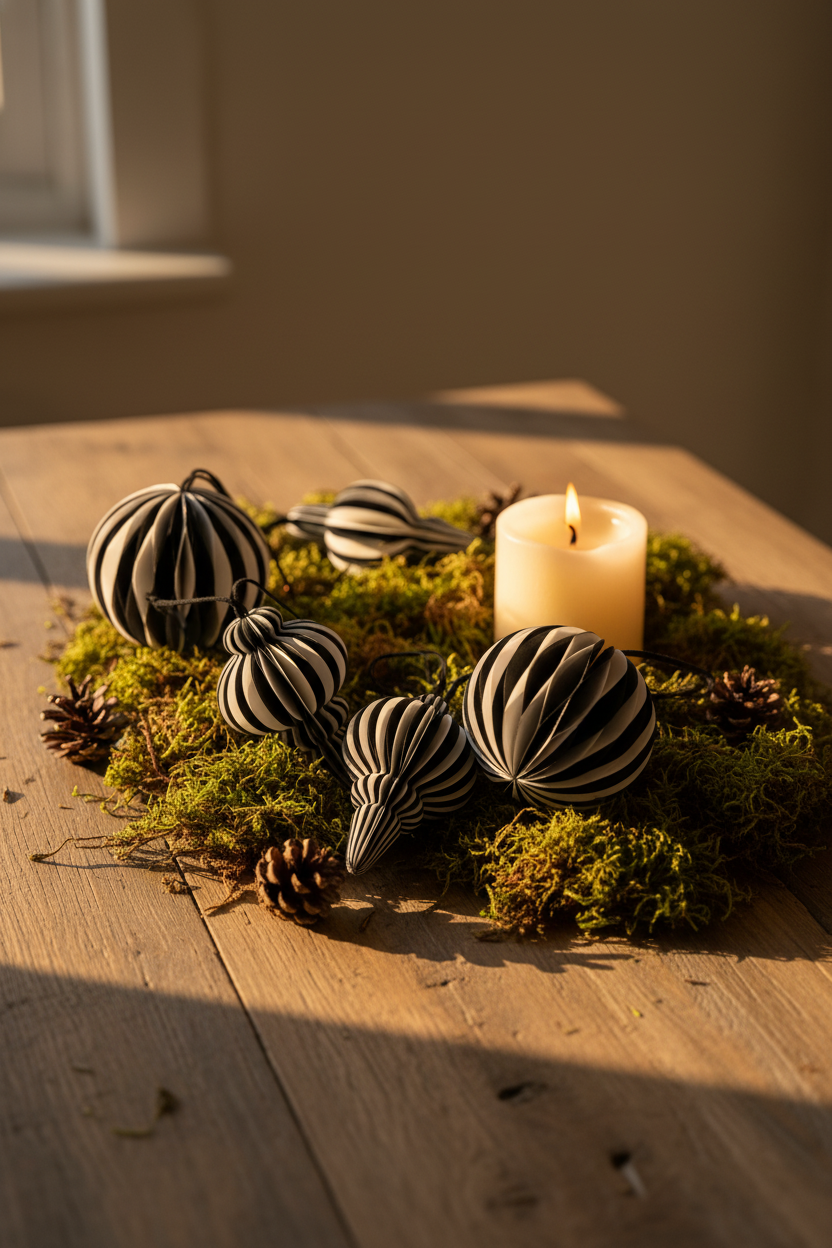 Zweifarbiger Papier-Christbaumschmuck monochrom